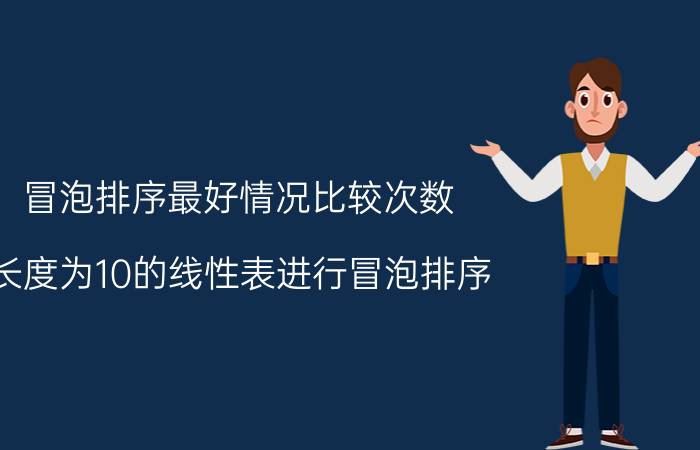 冒泡排序最好情况比较次数 长度为10的线性表进行冒泡排序，比较次数怎么算？